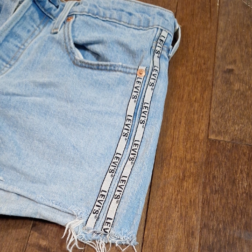 Levi's 501 Light Blue Distressed Jean Shorts